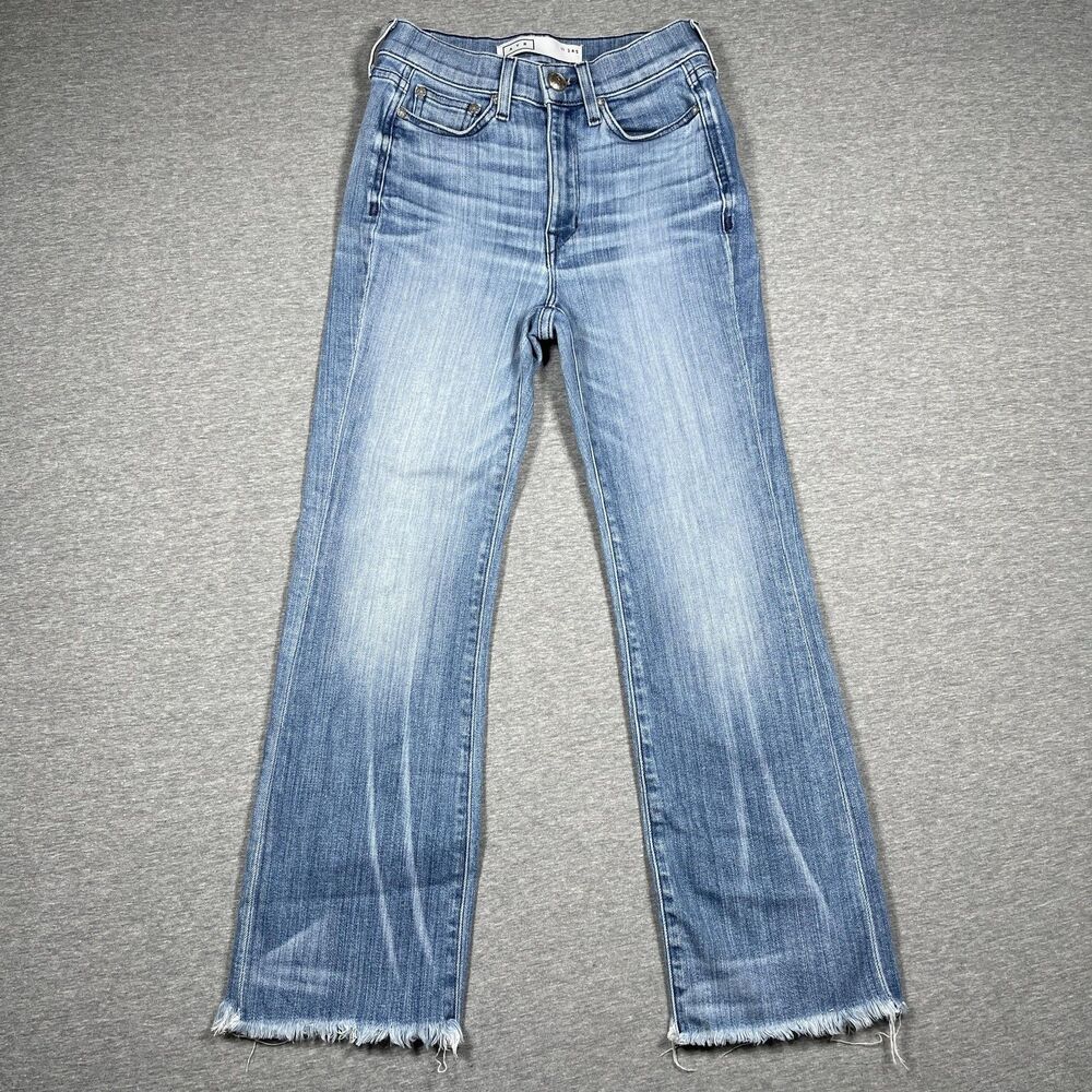 Ayr The Bomb Pop Jeans Womens 24 S Blue Straight High Rise Frayed Hem Denim